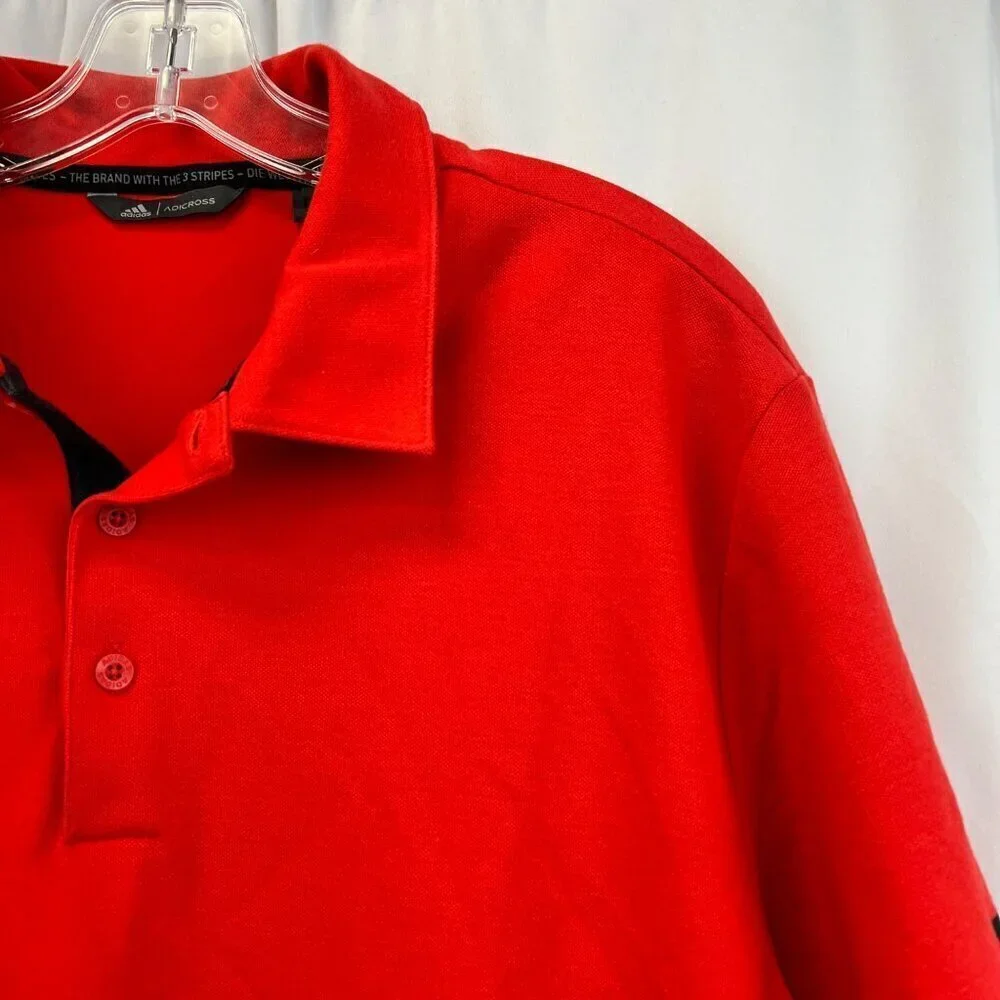 Adidas Men’s Adicross Short Sleeve Polo Shirt Vermillion Size Large Orange/Black